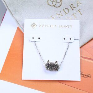 Kendra Scott Elisa Cat Necklace Platinum Drusy Silver